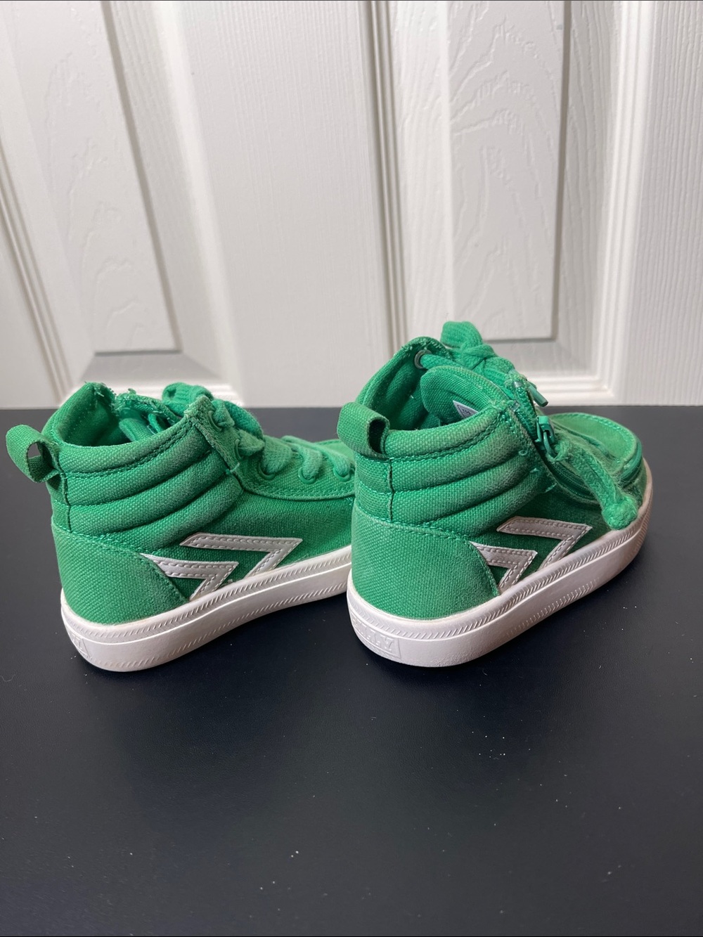 Billy Zip Green High-Top Kids Sneakers with Silver Accent